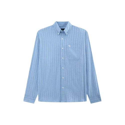 Abercrombie＆Fitch Blue Men's Shirts Аберкомби＆Фитч Синий Мужской Рубашки