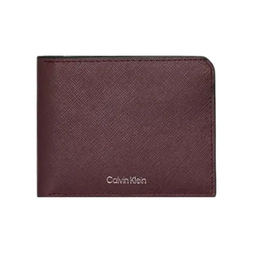 CK Calvin Klein Кожа Кошелек Мужской Бордовый