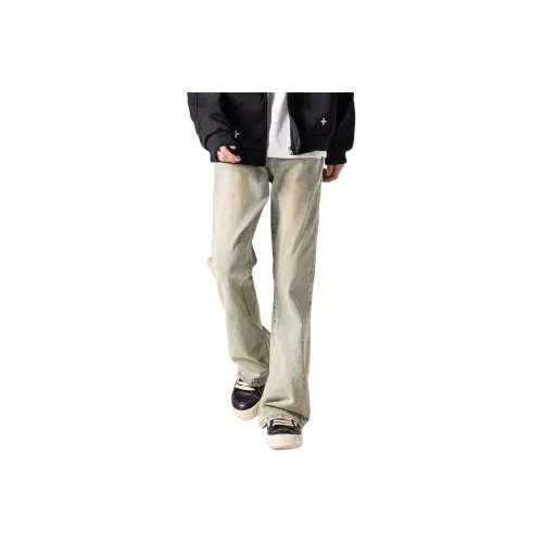 RENBEN1986 Желтый Грязь Унисекс Джинсы