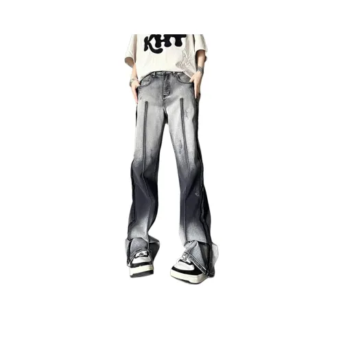 REXSHION Черно-серый цвет унисекс джинсы