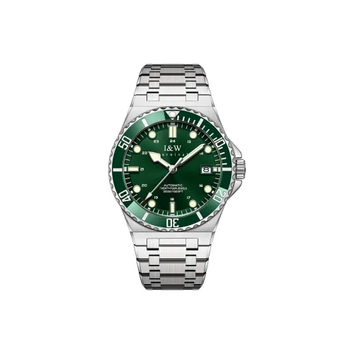 I W CARNIVAL HWGUOJI Механический механизм ремешок из нержавеющей стали часы для мужчин зеленый циферблат