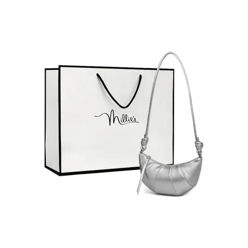 MILLIE'S Коровья кожа Подмышечные сумки через плечо Сумка через плечо Стандартная Женская Серебряный Серый Белый