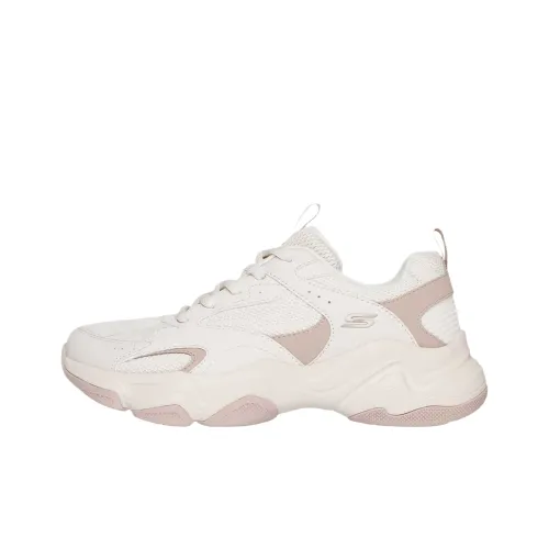 Skechers Дышащие Легкие Увеличивающие Высоту Низкие Кроссовки для Тренировок Женские Белые