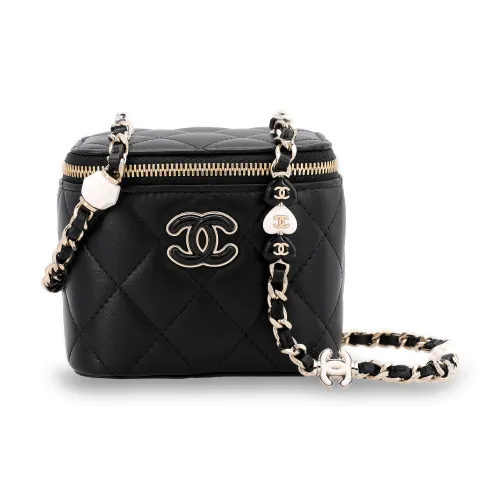 CHANEL Lambskin Box Bag Shoulder Bag Clutch Small Women's Black