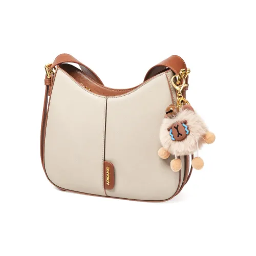 AOKANG Коровья кожа Седло Сумка Сумка через плечо Подмышечный Сумка на плечо Обычный Женские Экрю Карамельно-коричневый Классический черный