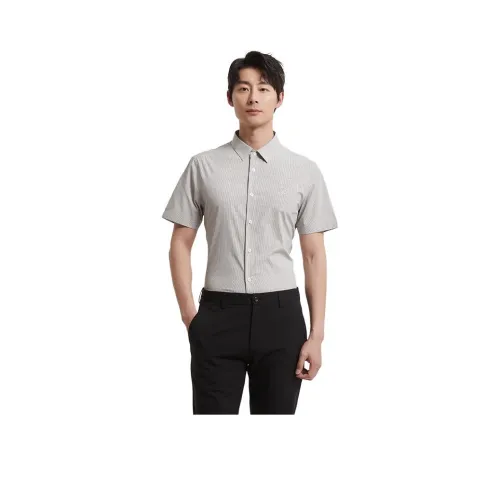 Ancient Shark Серый Белый 02122015 Мужская Рубашка