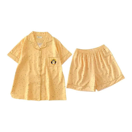 QIAOYUN Желтый Пингвин Женские Пижамные Комплекты