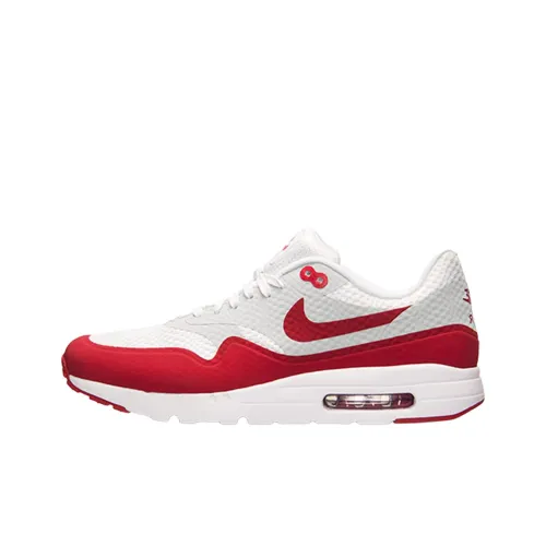 Nike Air Max 1 Abrasion Resistant Низкий Топ Повседневные Беговые кроссовки Унисекс Белый Красный