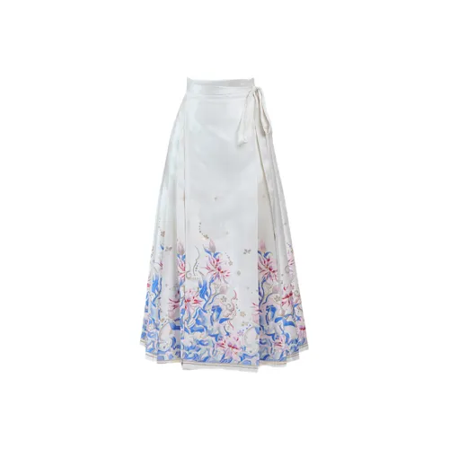 SONDR Белая вышитая версия китайская юбка с узором "конское лицо" женская ханьфу