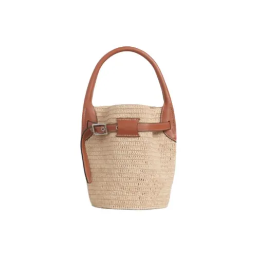 CELINE Raffia Телячья кожа Ведрообразная сумка Женская Естественный Коричневый