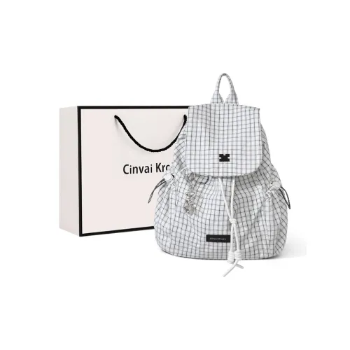 CinvaiKrose Ткань Рюкзак Холст Рюкзак Короткий Distance Путешественная Сумка Маленькая Женская Белая Клетка Черная Клетка