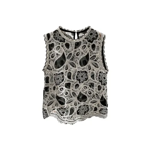 SIBAISHE Черный Бежевый Женские Майки