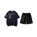 Темно-синий синий топ + черные штаны