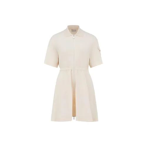 Moncler SS24 Короткое платье с короткими рукавами женское белое