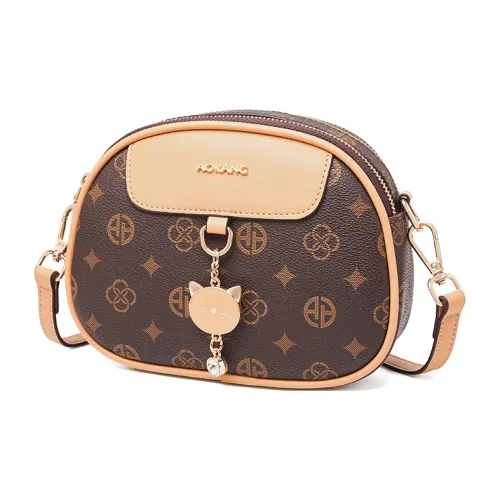 AOKANG ПВХ Маленькая Круглая Сумка Сумка через плечо Маленькая Женская Кофейная Экрю