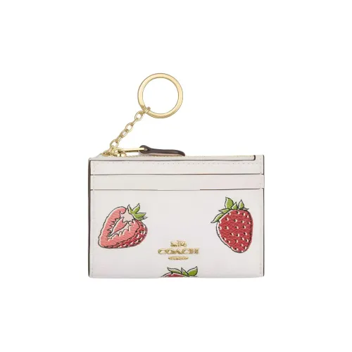 COACH Skinny Id Case Printed Покрытый холст Картхолдер Мини Женские Белый