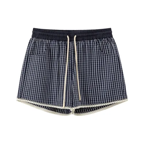 CHUU Синяя клетка Женские Повседневные шорты