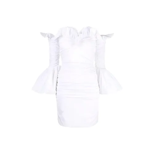 PHILOSOPHY DI LORENZO SERAFINI Белое Женское Длинное Платье с Рукавами