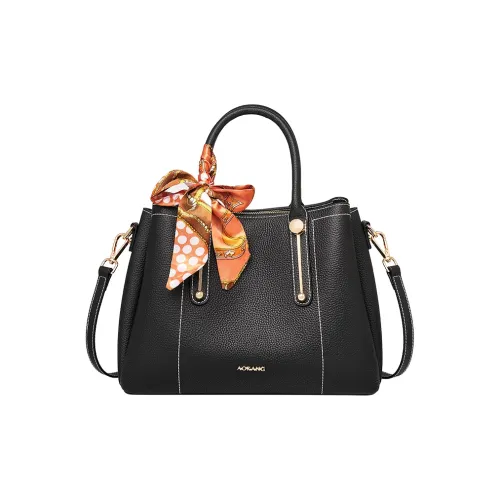 AOKANG Сумка через плечо из крупнозернистой текстуры коровьей кожи сумка среднего размера женская слоновая сера классический черный