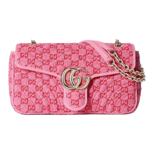 GUCCI GG Marmont GG Bouclé Жаккардовая ткань Сумка на плечо Средний Женский Розовый Красный