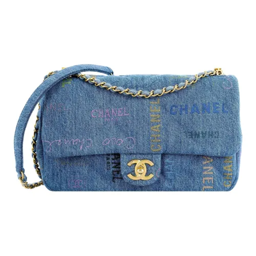 CHANEL Classic Flap CF Denim Flap Bag Crossbody Bag Women's Blue CHANEL Classic Flap CF Деним Сумка с клапаном Сумка через плечо Женская Синяя
