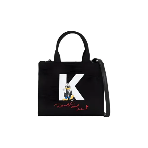 Karl Lagerfeld Disney Collaboration Переработанный хлопок Тоут Сумка Сумка для покупок Сумка Мини Женская Черная