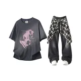 Темно-серый + черный серый брюки