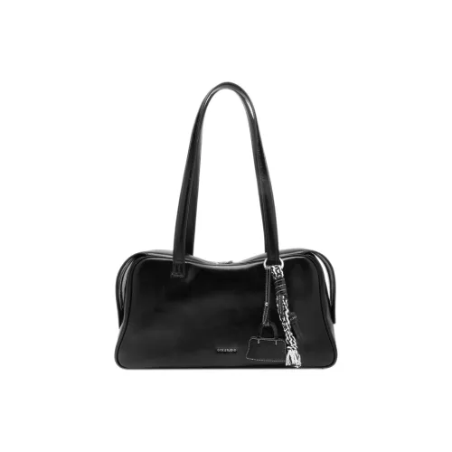 Tanita West Коровья кожа Бостонская сумка Сумка через плечо Большая Женская Черная