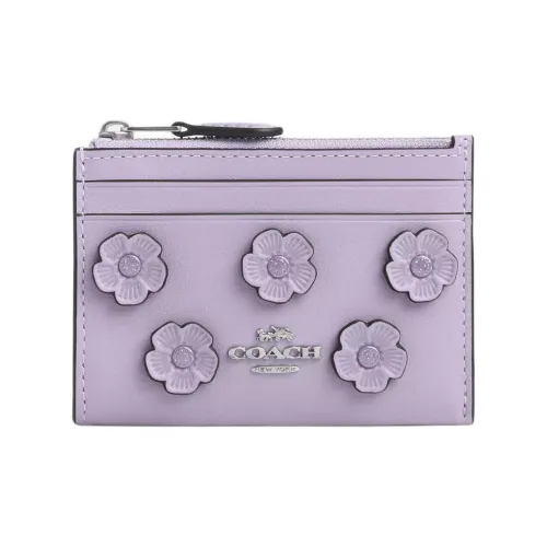 COACH Skinny Id Case Гладкая кожа Картхолдер Мини Женский Светло-фиолетовый