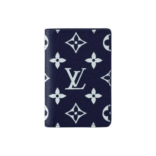 LOUIS VUITTON Pocket Organizer Кожа Кошелек Мужской Синий