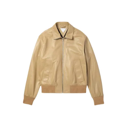 Bottega Veneta Кожа Куртка Мужская Бежево-Желтая