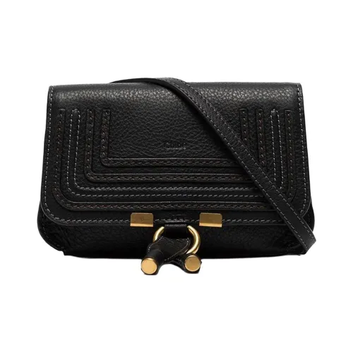 Chloe Коровья кожа Седло Сумка Сумка через плечо Мини Женская Черная