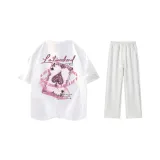 Комплект одежды (Белая футболка + Бело-серые повседневные штаны Фотиния)