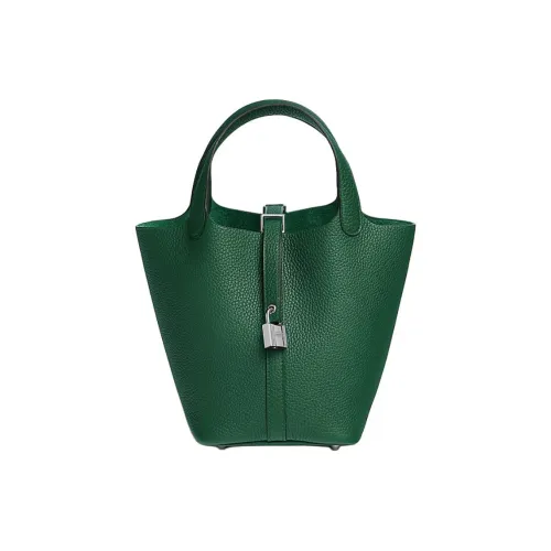 HERMES Picotin Lock Кожа Сумка Женские 65 Vert Moyen Средний зеленый