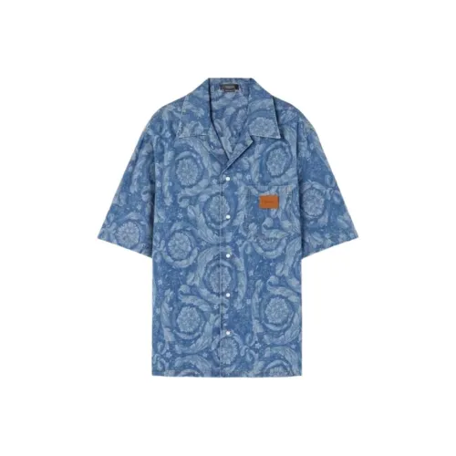 VERSACE SS23 Рубашка Мужская Джинсовая Синяя