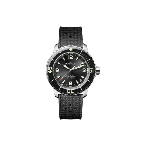 BLANCPAIN FIFTY FATHOMS Автоматический Механический Механизм Женские Часы 38,2 мм Черный Циферблат Титан Корпус Часов Резиновый Ремешок
