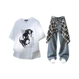 Белый + Винтажный Синий [Брюки]