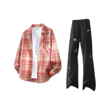 Red Shirt + Black Casual Pants  
Красная рубашка + черные повседневные штаны