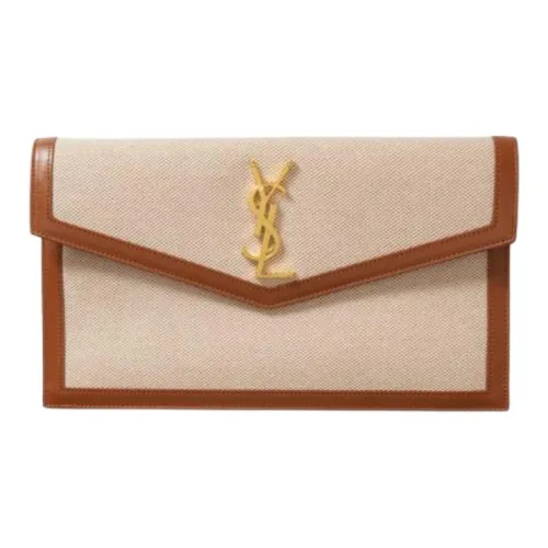 SAINT LAURENT UPTOWN Телячья кожа Конверт Сумка Клатч Женская Бежевая и Коричневая