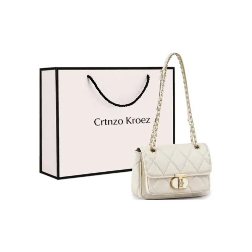 Crtnzo Kroez Сумка через плечо из коровьей кожи маленькая квадратная сумка стандартная женская экрю черный