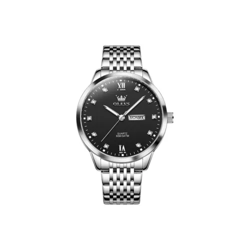 OLEVS Minimalist Series Кварцевый механизм ремешок из нержавеющей стали черный циферблат мужские часы