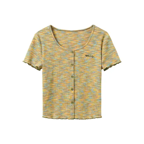 3COLOUR Желтые Смешанные Женские Футболки