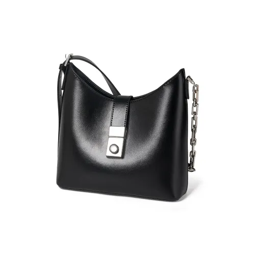 AOKANG Корова Кожа Ведро-Формовая Сумка Сумка через плечо Стандартная Женская Экрю Молочно-чайный Абрикос Классический Черный