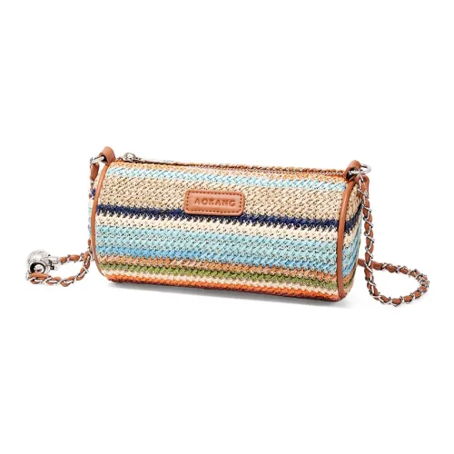 AOKANG Цилиндрическая тканевая сумка сумка через плечо маленькая женская радужная бежевая абрикосовая