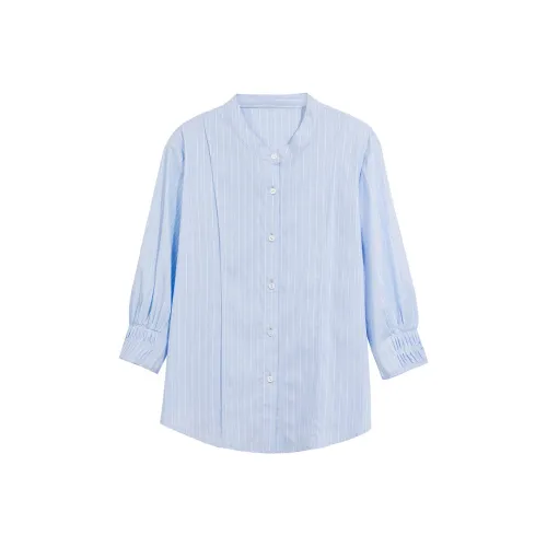 Dajia Poetry Синие и Белые Полосатые Рубашки для Женщин
