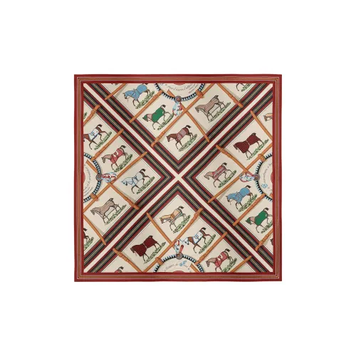 HERMES Тутовый шелк Шарфы Женские Кремовый HERMES Красный