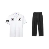 Комплект одежды (Белая рубашка-поло + Черные брюки-костюм)