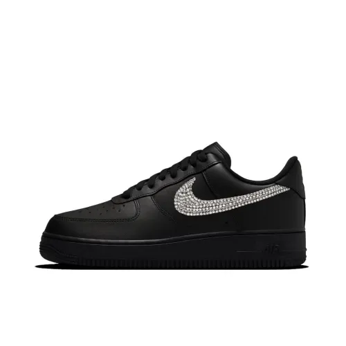 Ja Morant x Swarovski x Nike Air Force 1 Slip Resistant Abrasion Resistant Low Top Скейтборд Кроссовки Unisex Черный