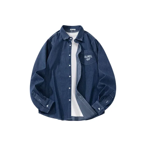 Colorful Creations Деним Длинный Рукав Рубашка Унисекс