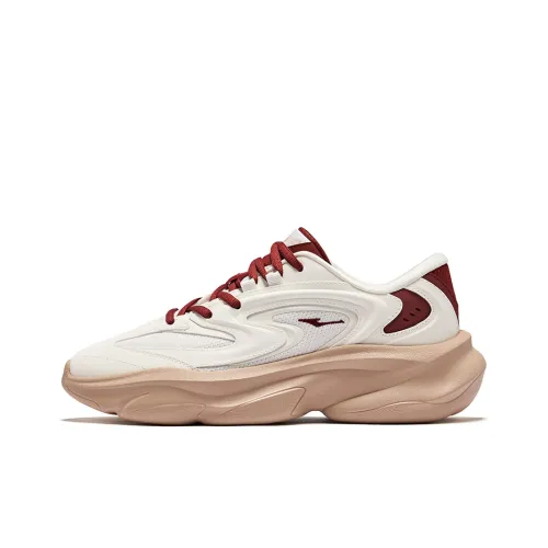 Erke Xiao You 2 Дышащий и Устойчивый Низкий Топ Повседневная Обувь Мужская Естественный Цвет Неотбеленный Бордо Красный